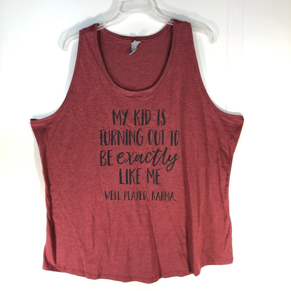 Instant Message Tank Tops Womens 3XW Heather Wine 'Well Played Karma' Racerback